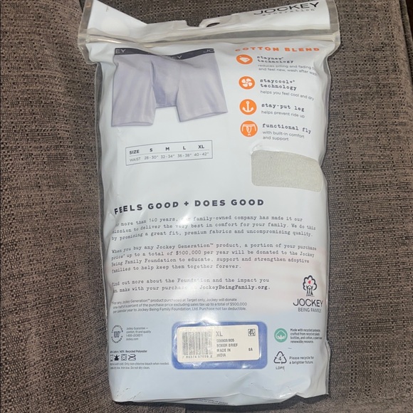 Jockey Men's Boxer Briefs - Gray, Orange, Blue Stripes - Picture 2 of 3